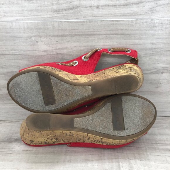 Nickels Wedges Women's 6.5 Ajax Red Cork Slingback Open Toe - Picture 11 of 11